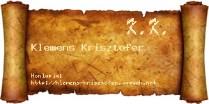 Klemens Krisztofer névjegykártya